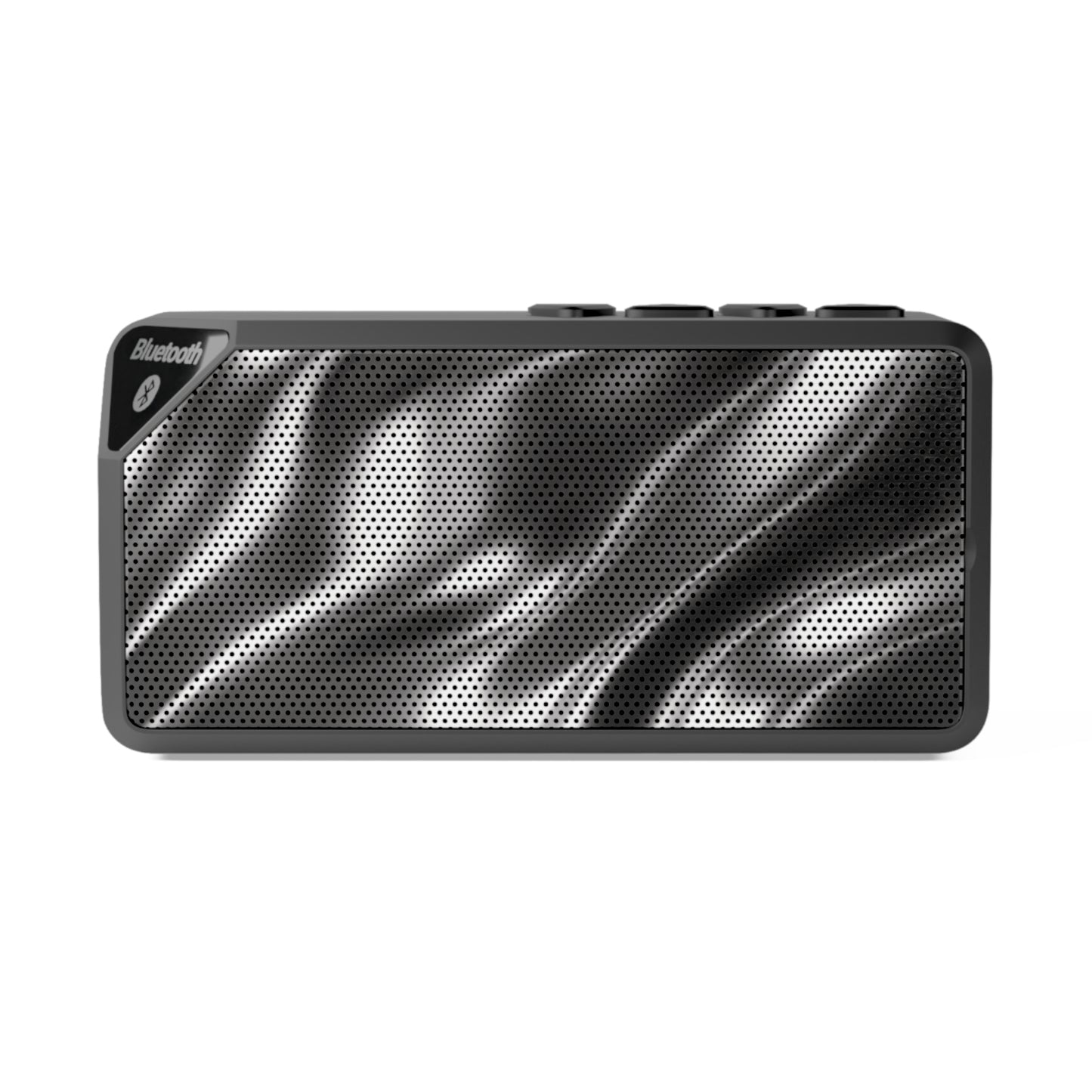 Portable Bluetooth Speaker — Sleek Metallic Wave Grill