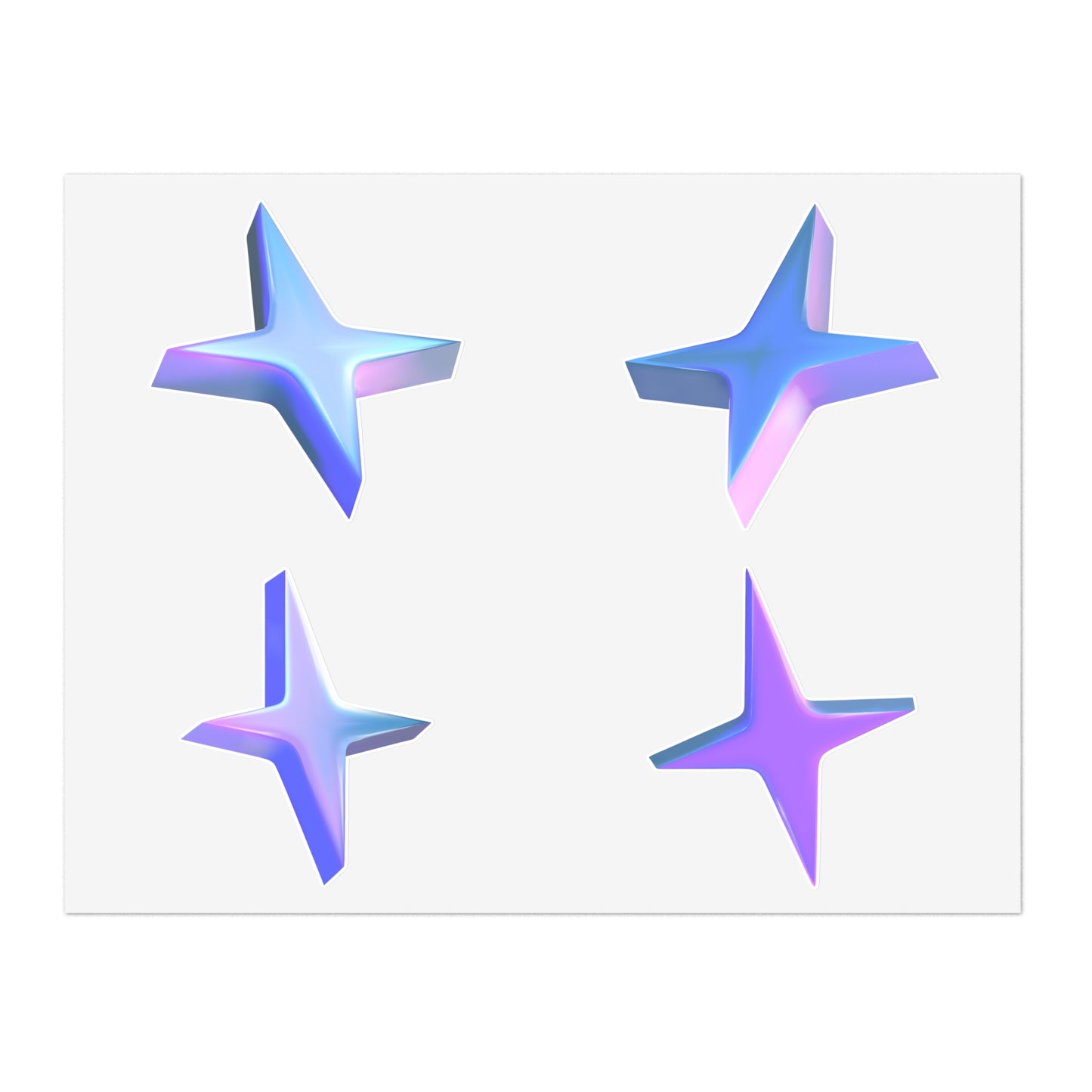 Holographic Starburst Sticker Sheet — Iridescent Sparkle Decals for Planners, Journals & Crafts