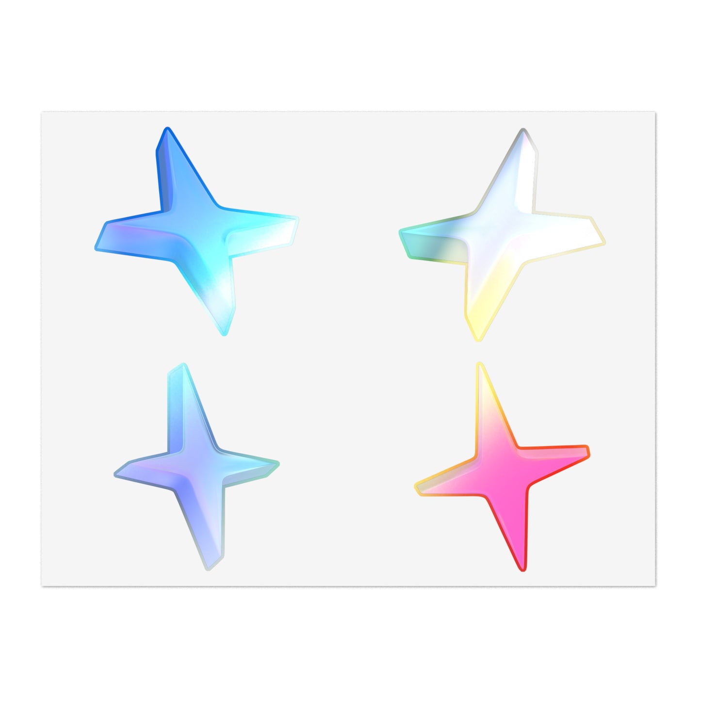 Holographic Starburst Sticker Sheet — Iridescent Sparkle Decals for Planners, Journals & Crafts