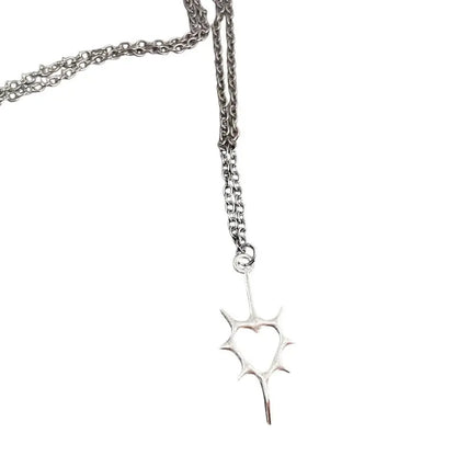 Y2K Flail Fire Heart Teeth Pendant Necklace for Women Men Charm Necklace Grunge Punk Fashion Jewelry ﻿ Vimpi