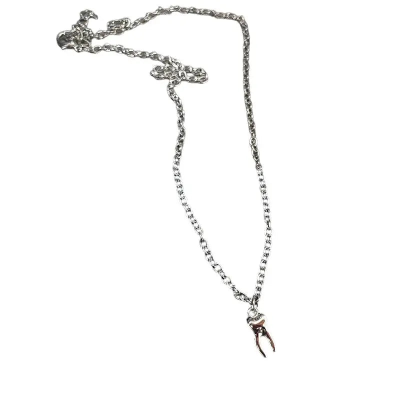Y2K Flail Fire Heart Teeth Pendant Necklace for Women Men Charm Necklace Grunge Punk Fashion Jewelry ﻿ Vimpi
