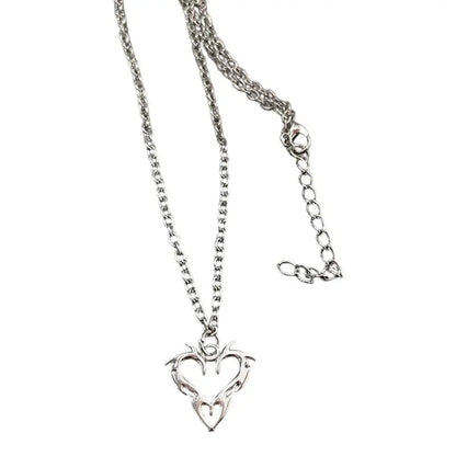 Y2K Flail Fire Heart Teeth Pendant Necklace for Women Men Charm Necklace Grunge Punk Fashion Jewelry ﻿ Vimpi