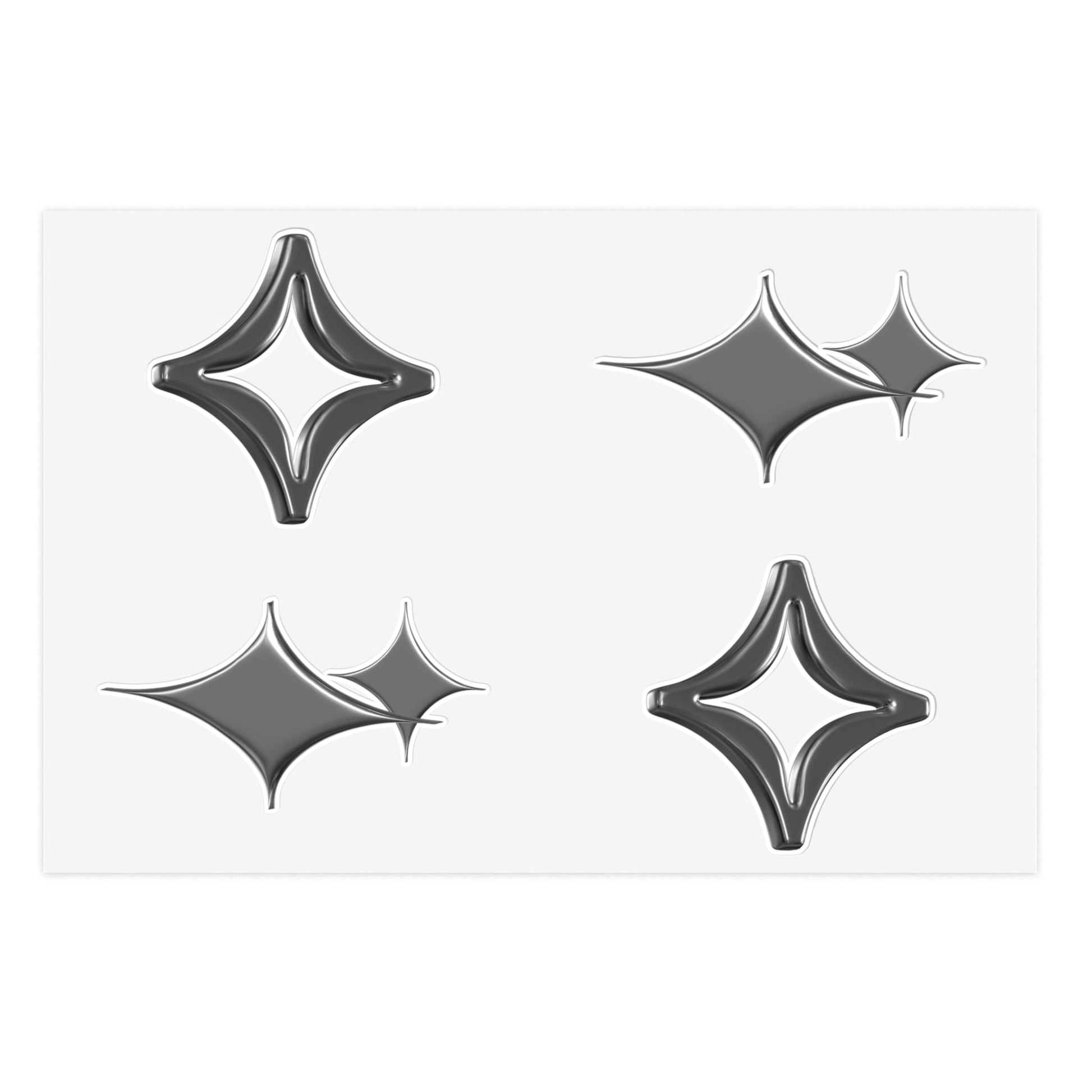 Shiny Star Sparkle Sticker Sheet — Metallic Black Decorative Decals.