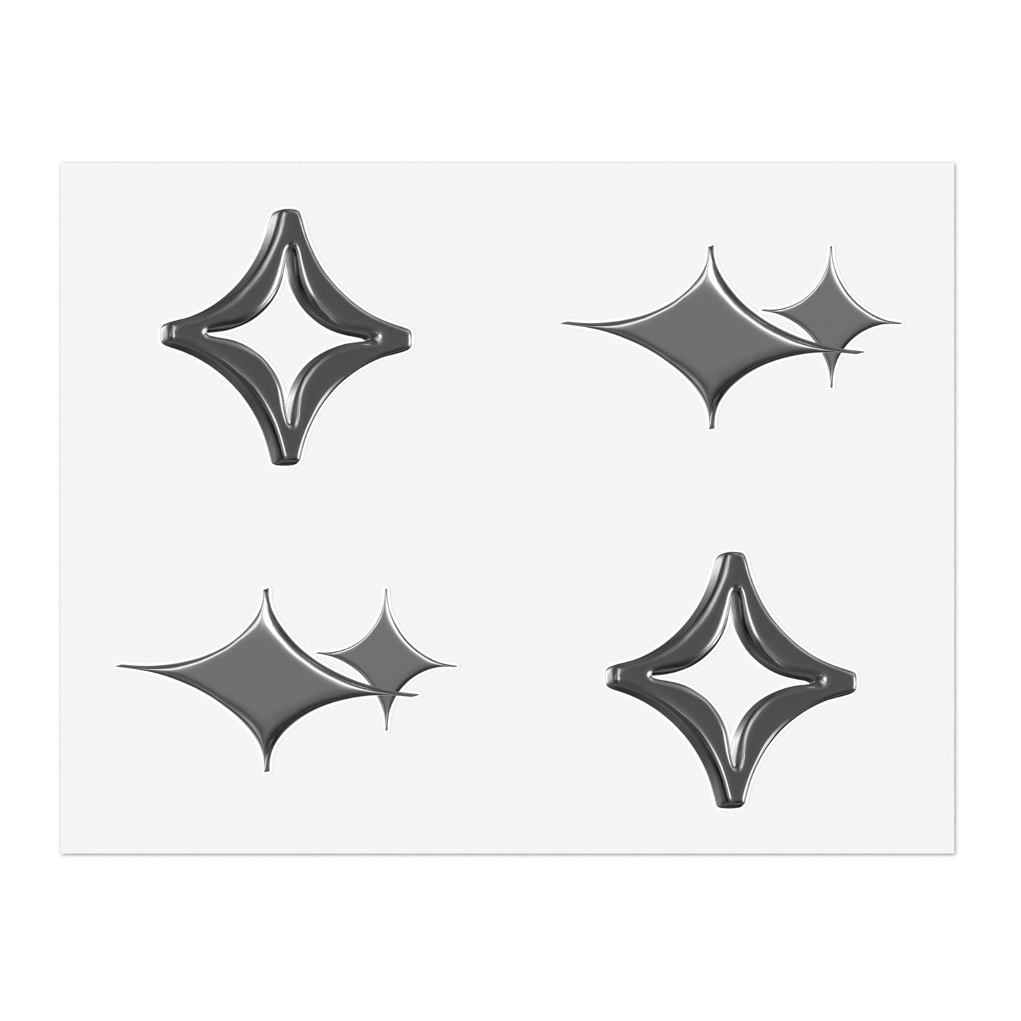 Shiny Star Sparkle Sticker Sheet — Metallic Black Decorative Decals.
