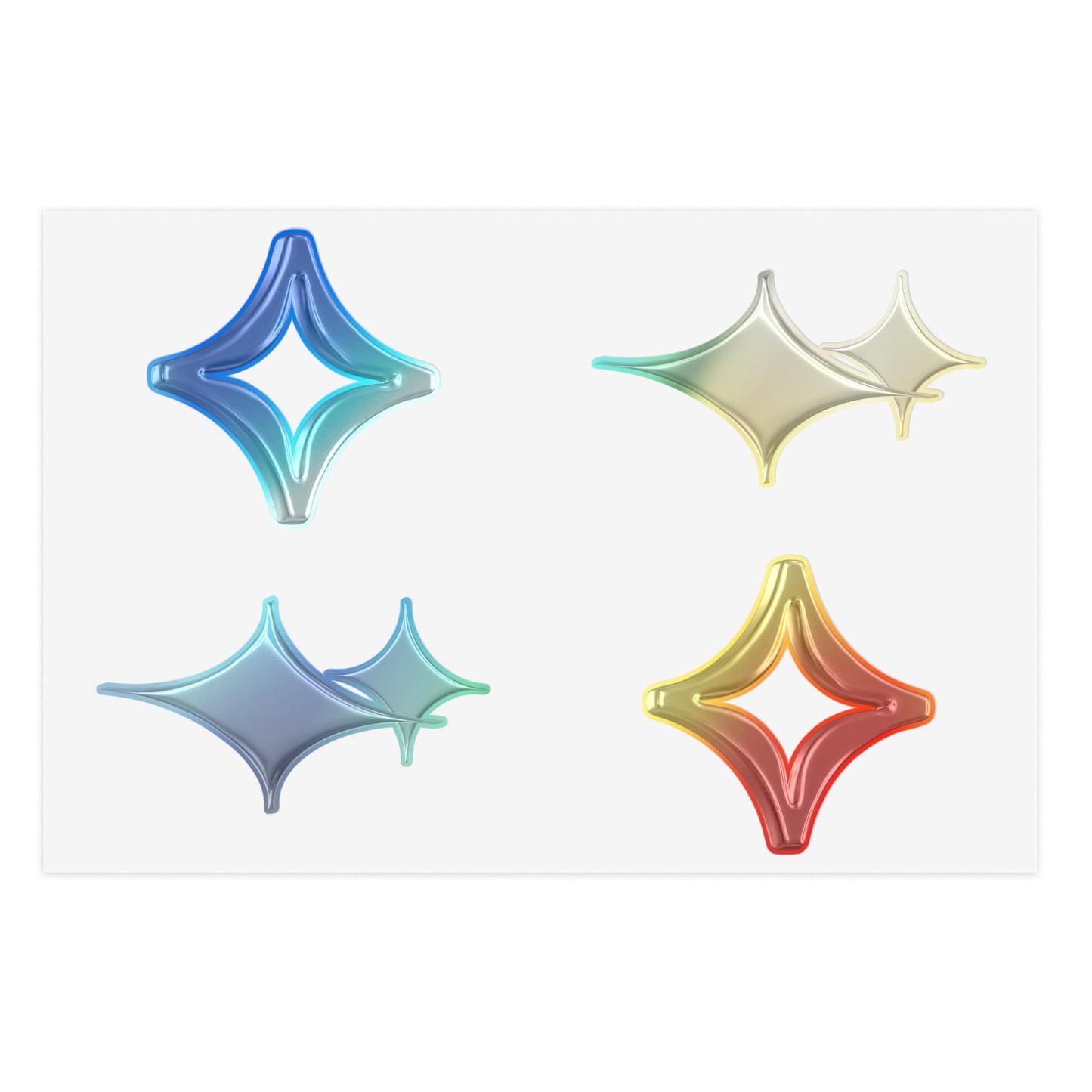 Shiny Star Sparkle Sticker Sheet — Metallic Black Decorative Decals.