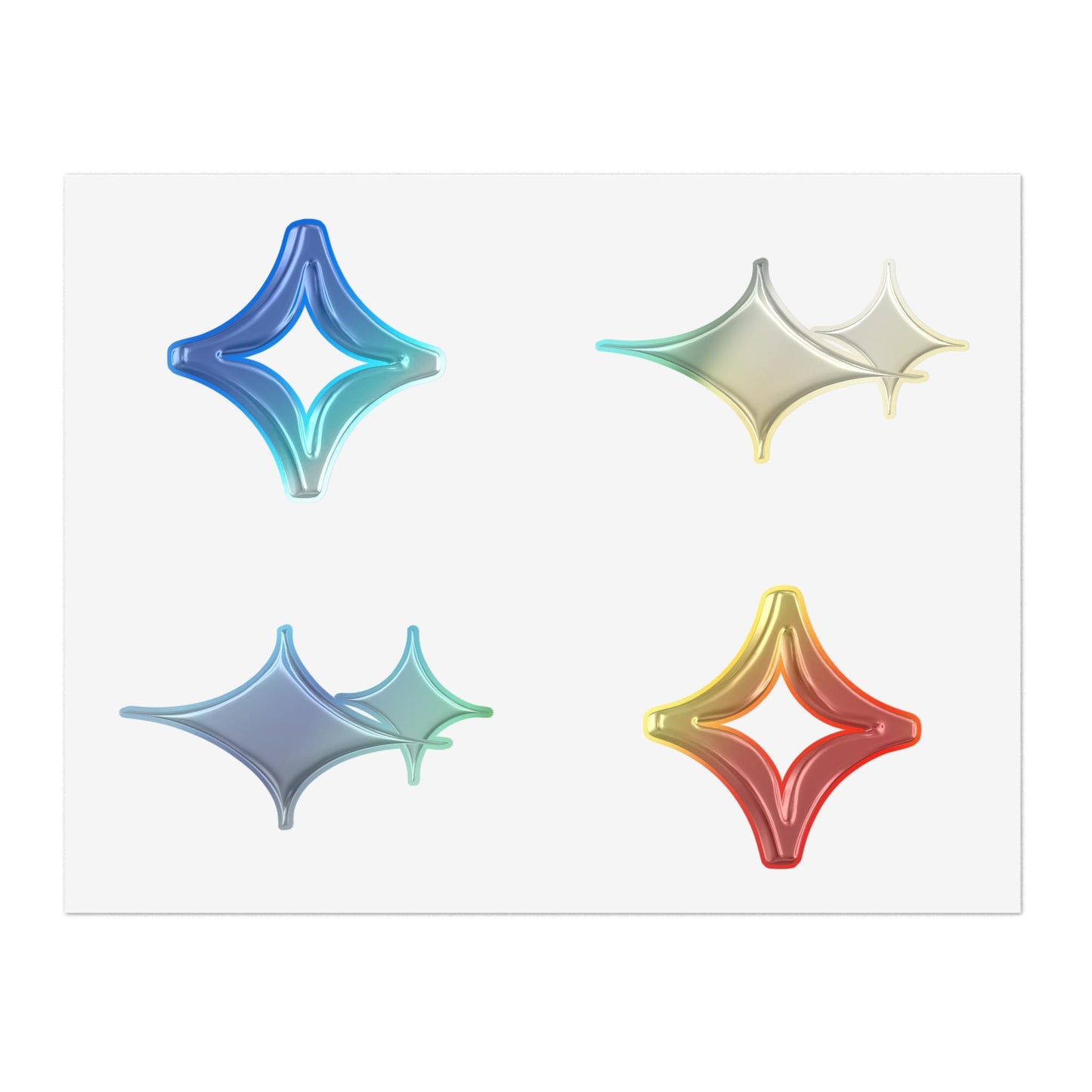 Shiny Star Sparkle Sticker Sheet — Metallic Black Decorative Decals.